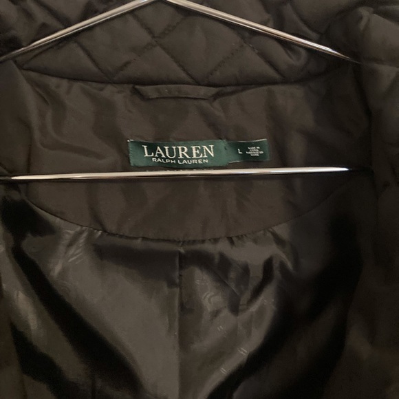 Ralph Lauren Jacket. Faux Leather Trim. Diamond-Quilted.Adjust Snap Tabs On Back - Picture 8 of 8